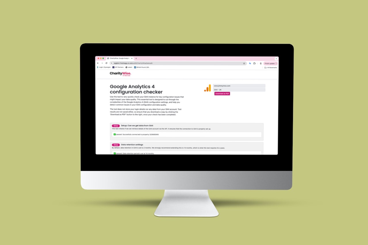 Automated Google Analytics 4 Setup Checker for Charitywise